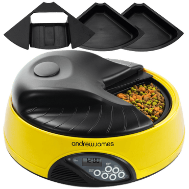 Andrew James 4 Day - Meal Automatic Pet Feeder - Bowl with voice recorder Includes 2 Volume Reducers + 1 Adapter Tray