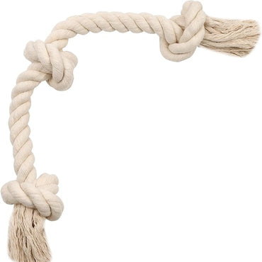 Barida Natural White Cotton Tough Dog Rope Toy. Non Toxic and Premium Rope Dog Tug Toy for Medium & Large Dogs.