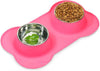 Hing Designs The Bone Bowl with Non Slip Rubber Feet and Dishwasher Safe Removable Stainless Steel Bowls Pink