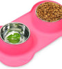 Hing Designs The Bone Bowl with Non Slip Rubber Feet and Dishwasher Safe Removable Stainless Steel Bowls Pink